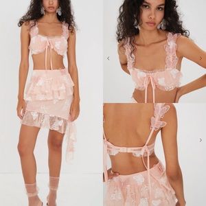 For Love And & Lemons Butterfly Set Sorcha Bra Archer Skirt Outfit XXS/XS
